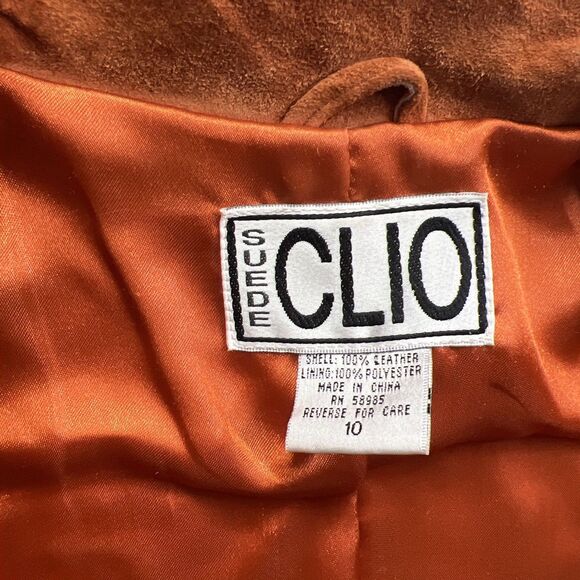 Clio Full Zip Suede Jacket 10 Orange Retro Rock Western Rodeo Cozy Chic Boho - Picture 9 of 12